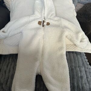 Carter's White Fleece Hooded Footie